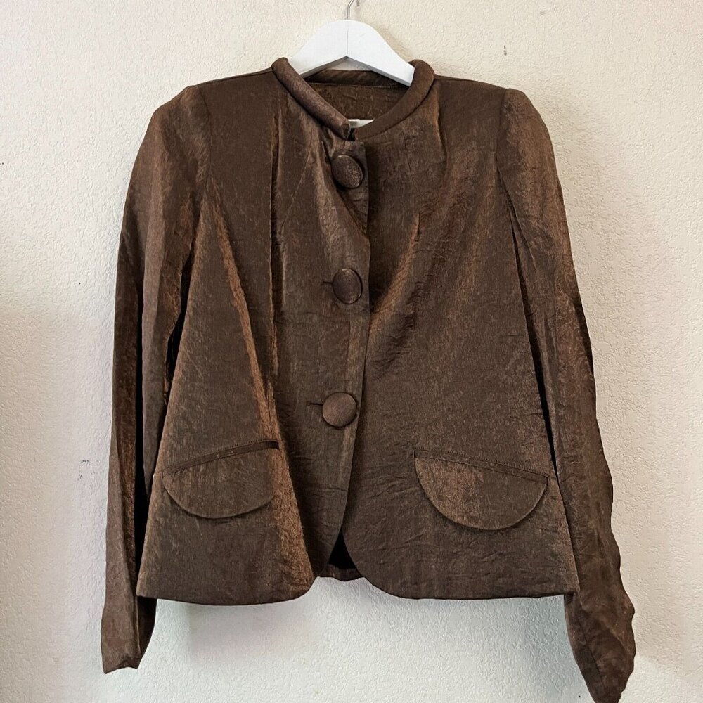 Vintage Design Today’s Brown Shimmer Textured Blazer Jacket Womens Large Buttons